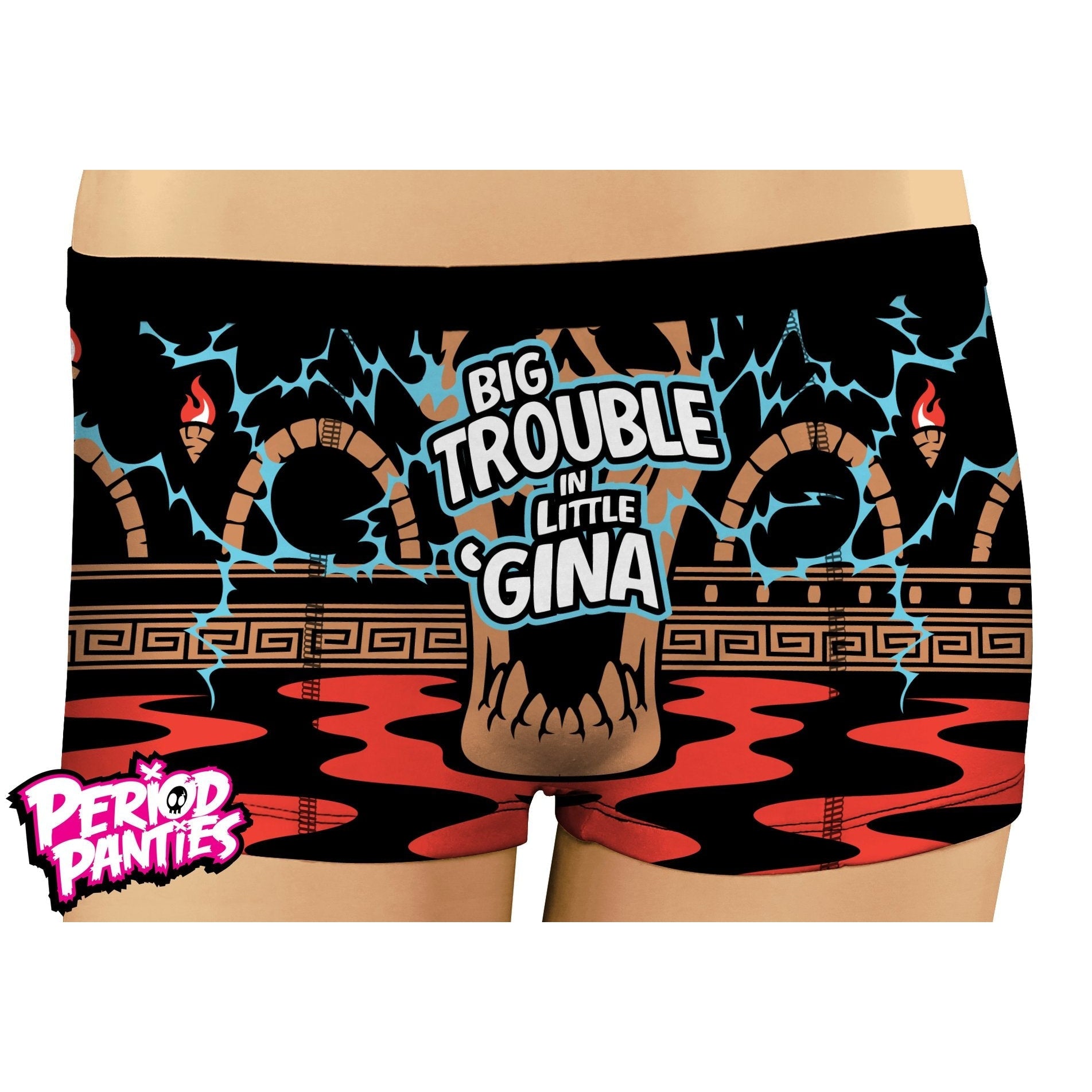 Big Trouble In Little Gina Boy Shorts Period Panties-Womens Underwear-Scarlett Dawn