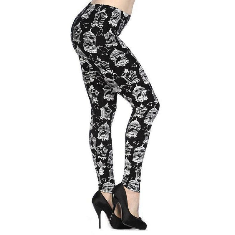 Bird And Cage Womens Leggings-Womens Leggings & Pants-Scarlett Dawn