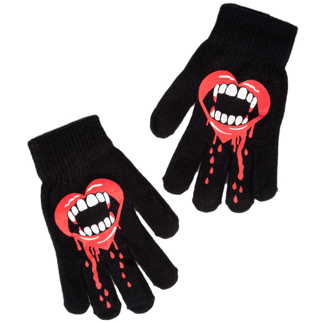 Bite Me Vampire Lips Winter Knit Gloves-Knit Gloves-Scarlett Dawn