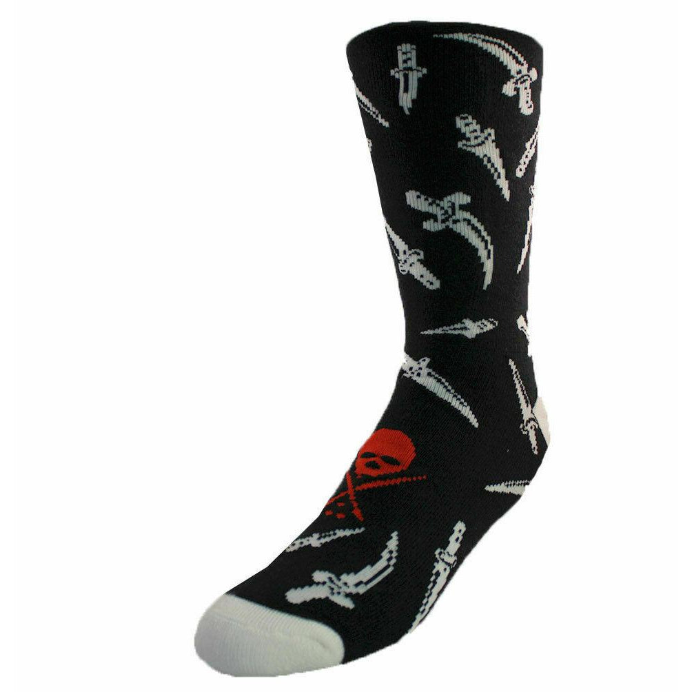 Black and White Socks With Sullen Badge-Mens Socks-Scarlett Dawn