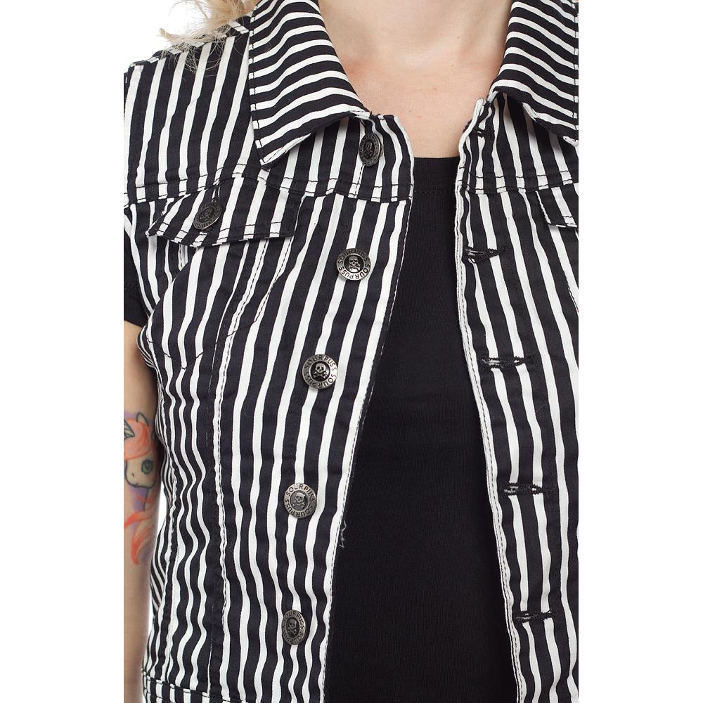 Black and White Striped Essential Womens Vest-Womens Coats, Jackets &amp; Vests-Scarlett Dawn