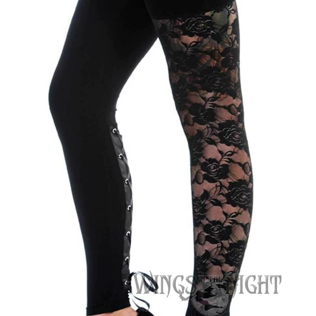 Black Lace Womens Leggings-Womens Leggings & Pants-Scarlett Dawn