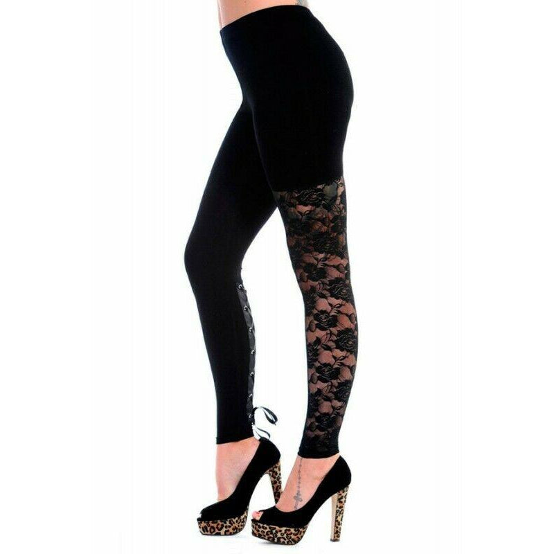 Black Lace Womens Leggings-Womens Leggings & Pants-Scarlett Dawn