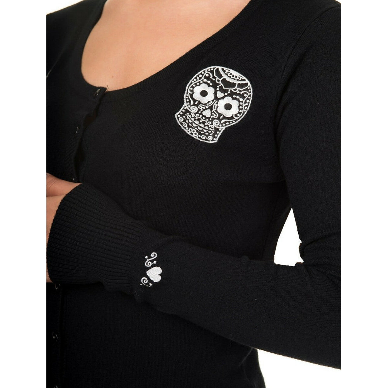 Black Magic Candy Skulls Cardigan-Womens Cardigans-Scarlett Dawn
