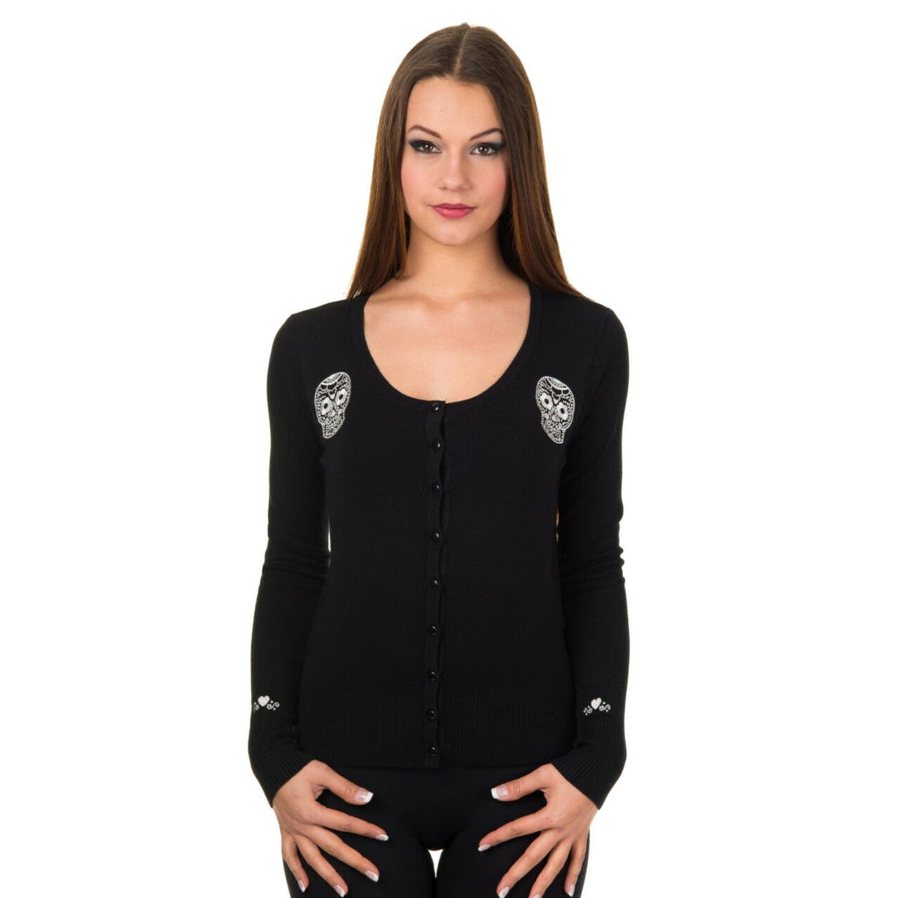 Black Magic Candy Skulls Cardigan-Womens Cardigans-Scarlett Dawn