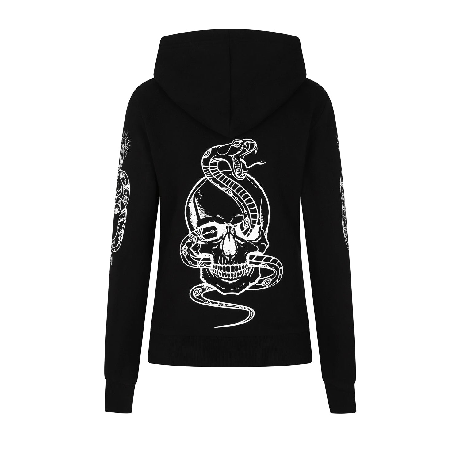 Black Pentagram Womens Hoodie-Womens Jumpers & Hoodies-Scarlett Dawn