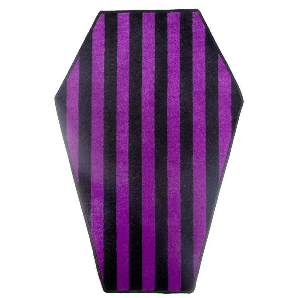 Black &amp; Purple Striped Coffin Floor Rug-Rugs &amp; Mats-Scarlett Dawn