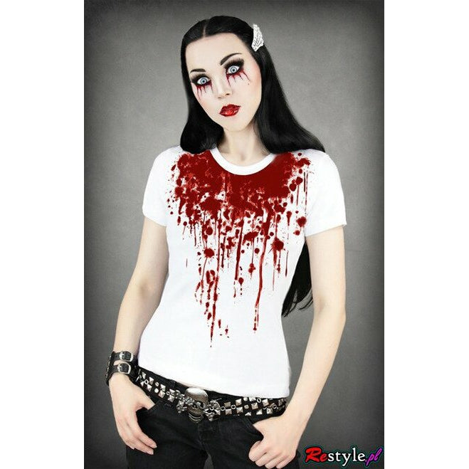 Blood Splatter White Womens Top-Womens Tops-Scarlett Dawn