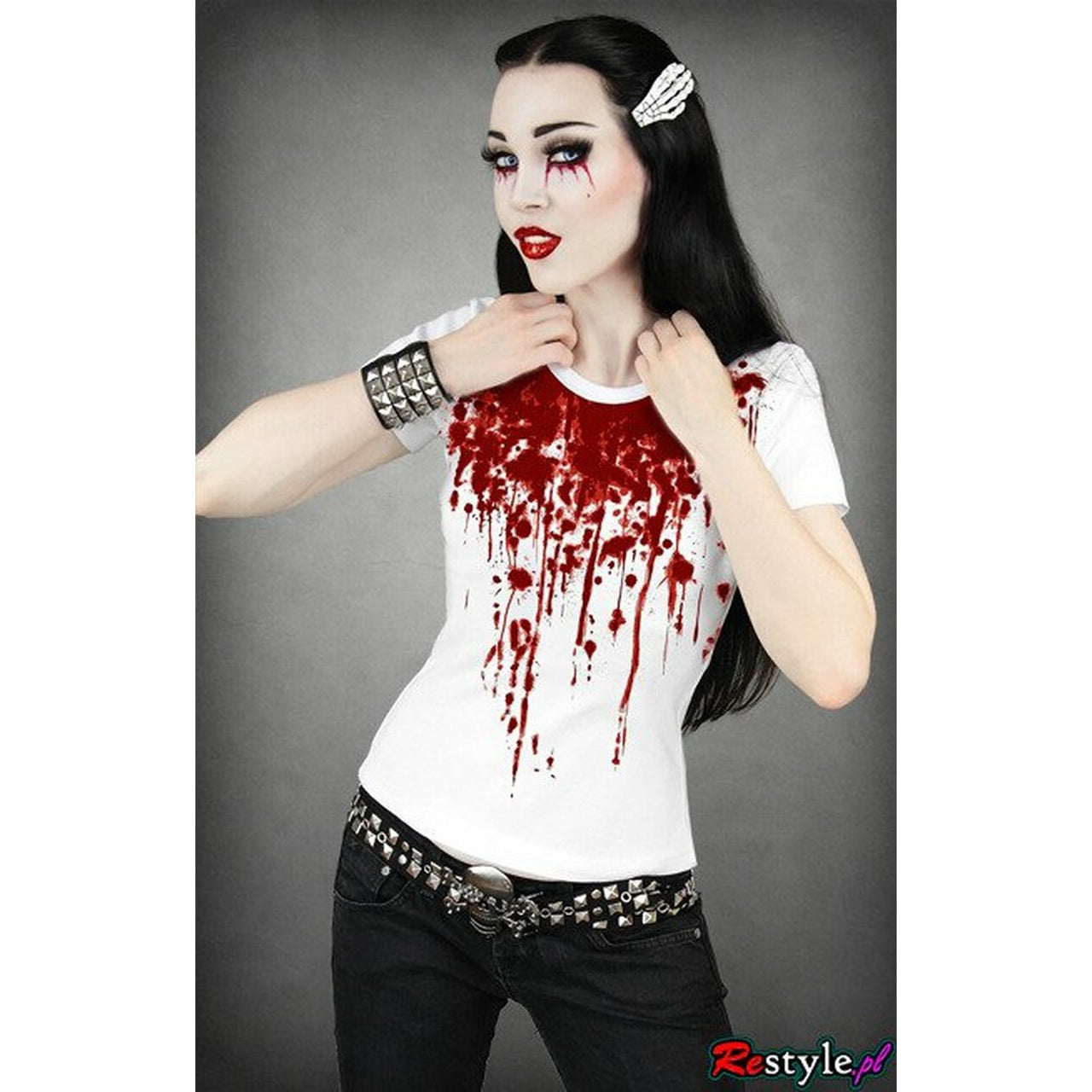 Blood Splatter White Womens Top-Womens Tops-Scarlett Dawn