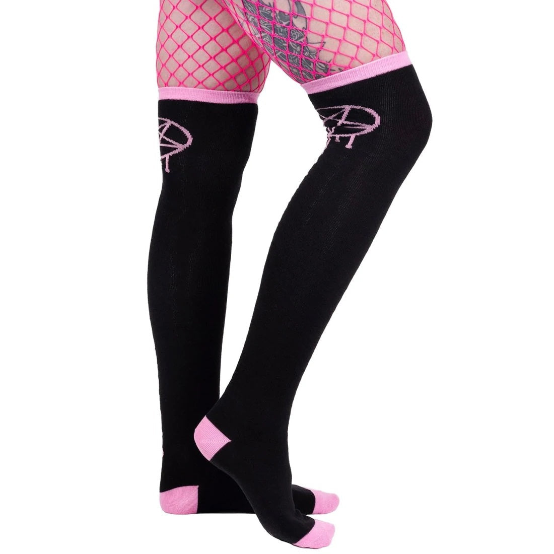 Bloody Stars Pentagrams Thigh High Socks-Womens Socks-Scarlett Dawn