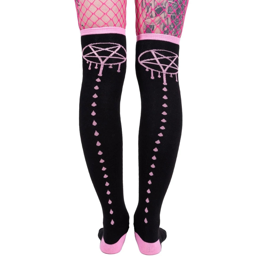 Bloody Stars Pentagrams Thigh High Socks-Womens Socks-Scarlett Dawn