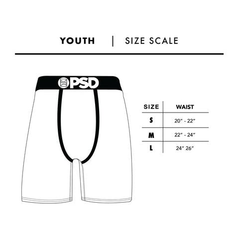 PSD Underwear, Blue Tie Dye, Youth Boxer Briefs