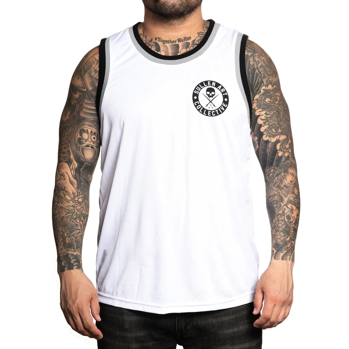 BOH Jersey White/Black Premium Fit Mens Tank-Mens T-Shirts &amp; Tanks-Scarlett Dawn