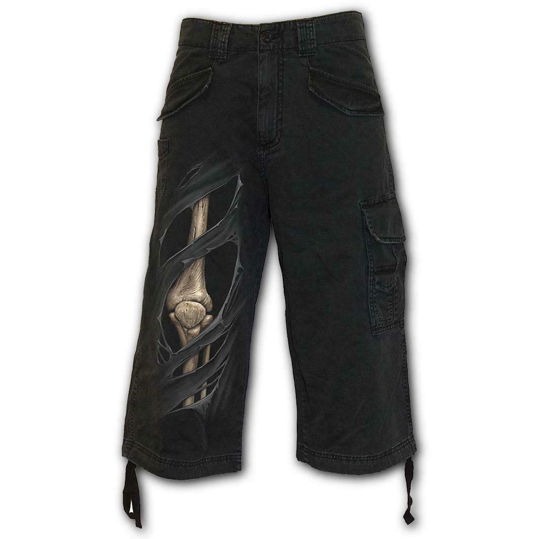 Bone Rips Mens Vintage 3/4 Cargo Shorts-Mens Shorts & Pants-Scarlett Dawn