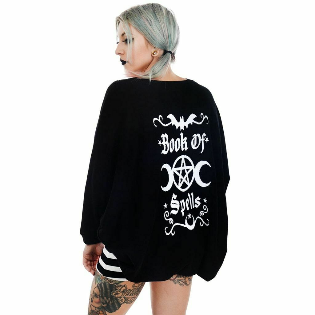 Book Of Spells Witchy Black Cape Cardigan-Womens Cardigans-Scarlett Dawn