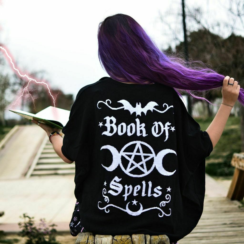 Book Of Spells Witchy Black Cape Cardigan-Womens Cardigans-Scarlett Dawn