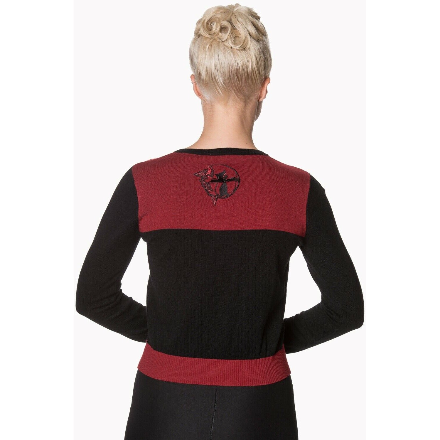 Bordeaux Kitty Cat Cardigan-Womens Cardigans-Scarlett Dawn