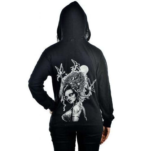 Brandages Zipped Long Sleeve Shirt Hoodie-Womens Jumpers & Hoodies-Scarlett Dawn