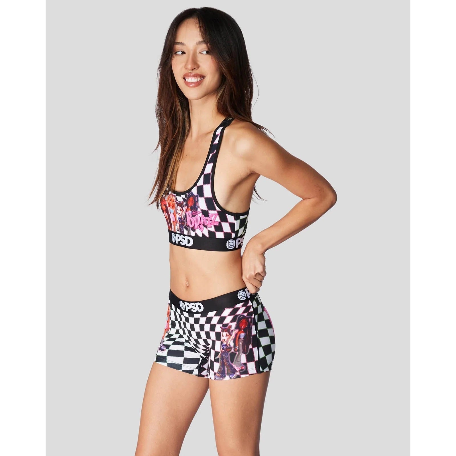 Bratz Checker Sports Bra-Womens Underwear-Scarlett Dawn