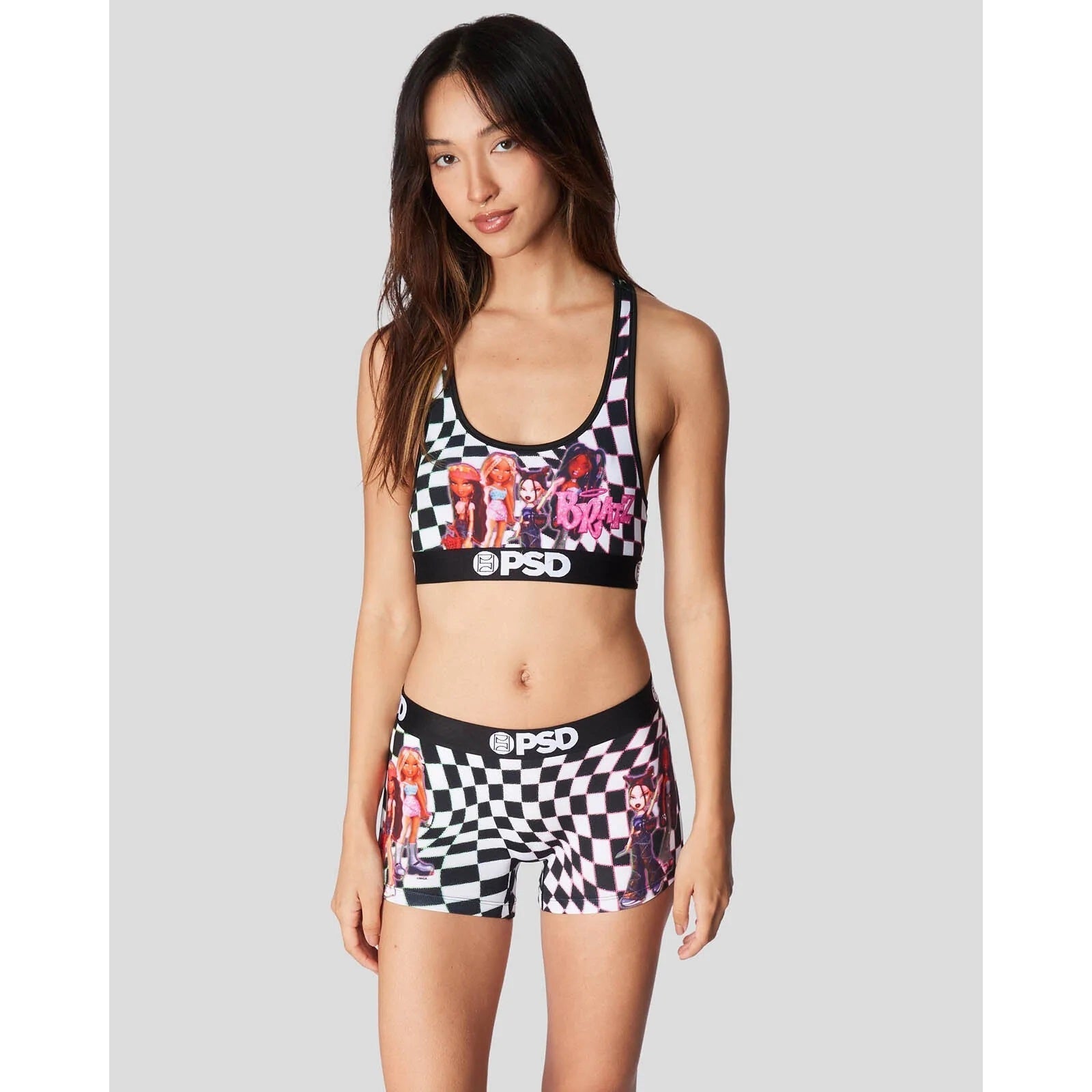 Bratz Checker Sports Bra-Womens Underwear-Scarlett Dawn