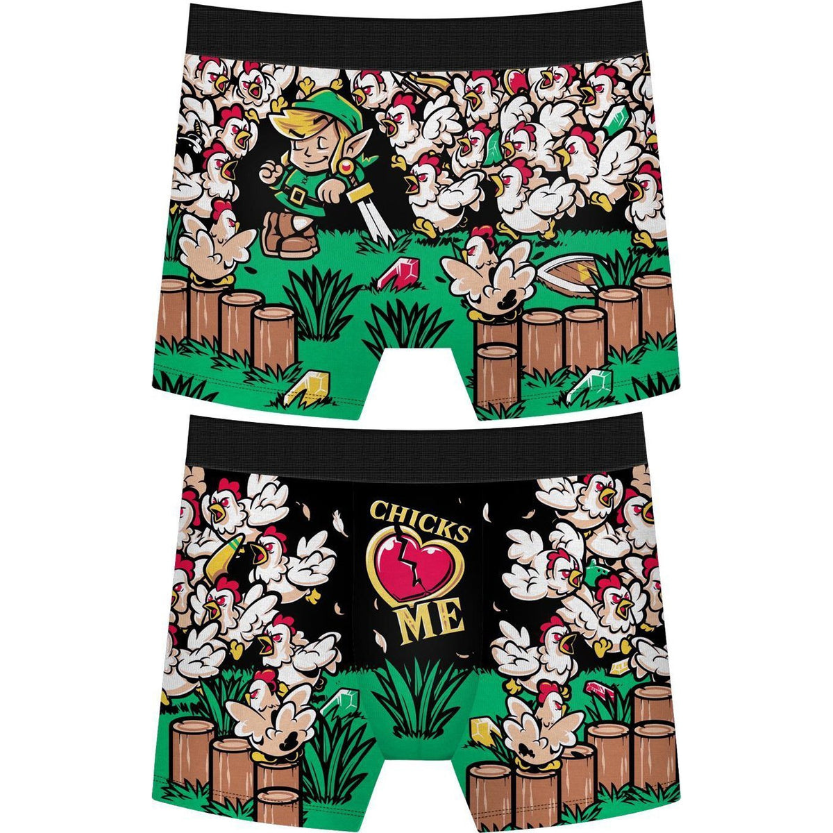 Chicks Heart Me Zelda Link Mens Boxer Briefs-Mens Underwear-Scarlett Dawn