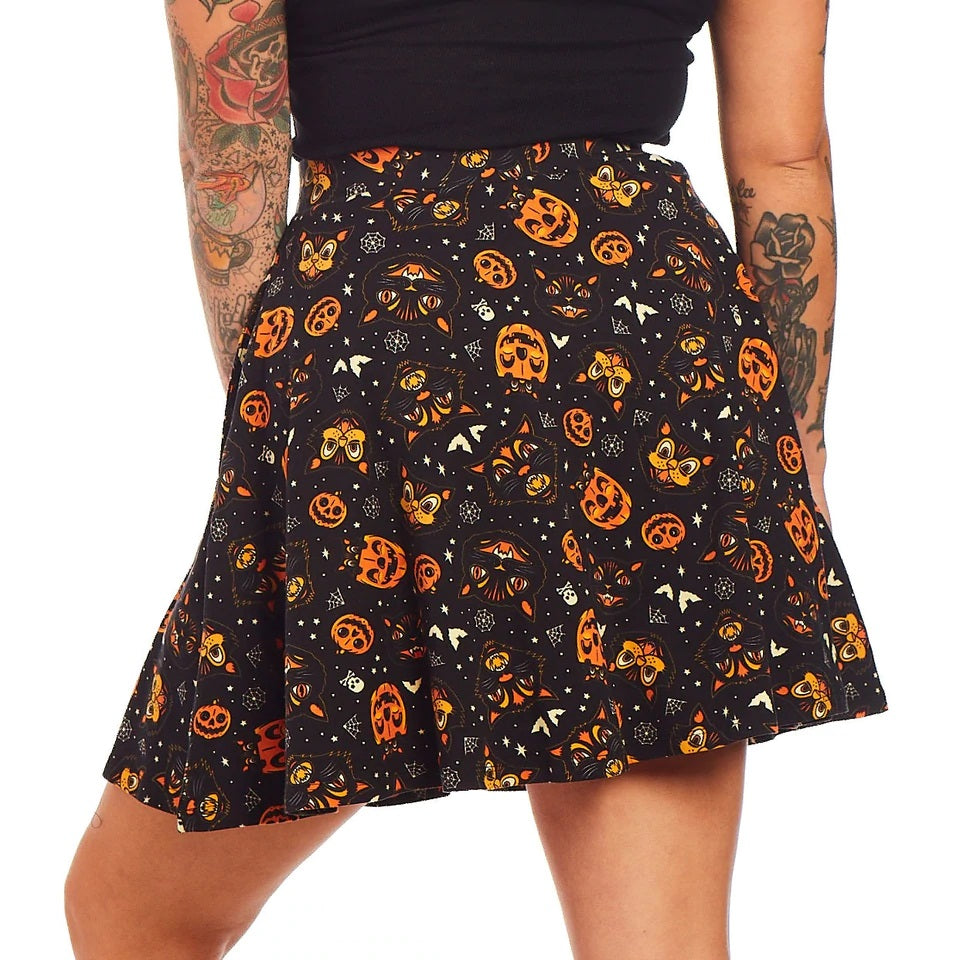 Classic Halloween Skater Skirt-Womens Shorts & Skirts-Scarlett Dawn
