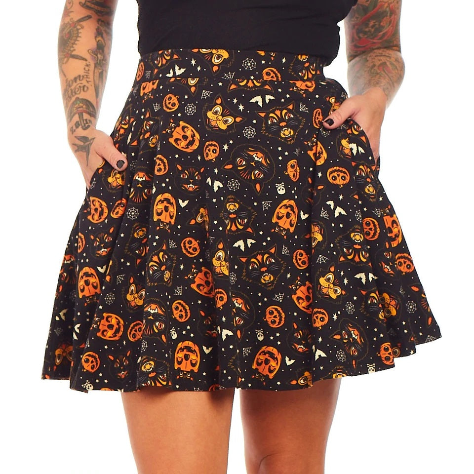 Classic Halloween Skater Skirt-Womens Shorts & Skirts-Scarlett Dawn