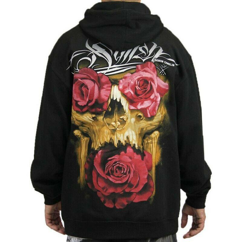 Conklin Roses Mens Zipped Hoodie-Mens Jumpers, Hoodies & Long Sleeves-Scarlett Dawn