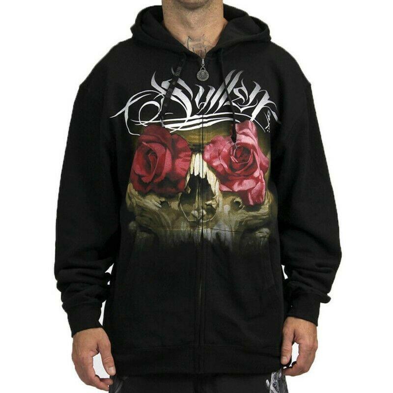 Conklin Roses Mens Zipped Hoodie-Mens Jumpers, Hoodies & Long Sleeves-Scarlett Dawn