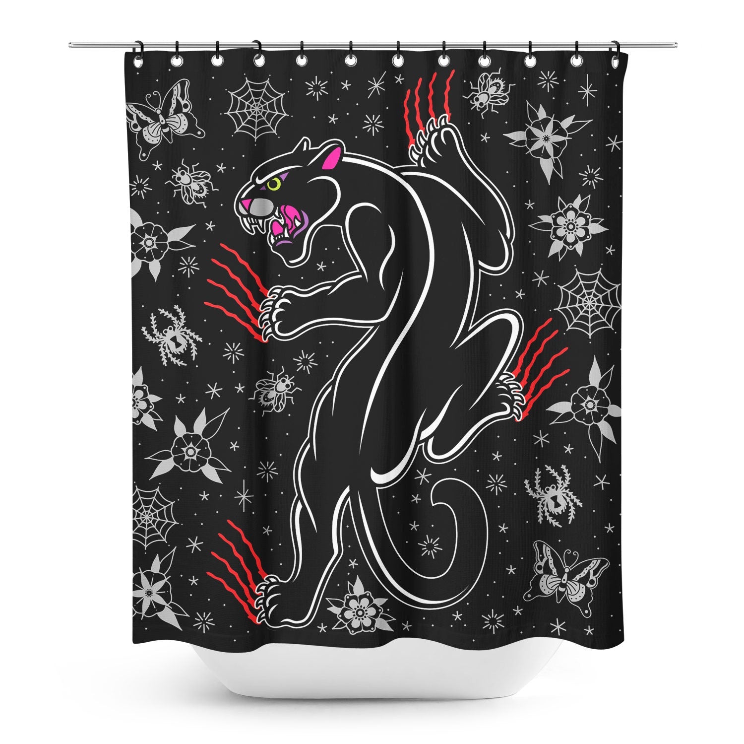 Crawling Panther Shower Curtain-Shower Curtains-Scarlett Dawn
