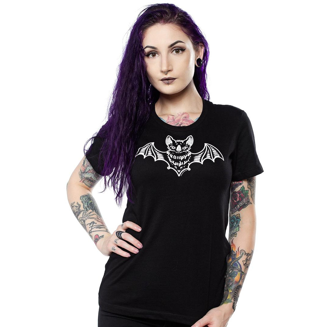 Creep Heart Bat Womens Top-Womens Tops-Scarlett Dawn