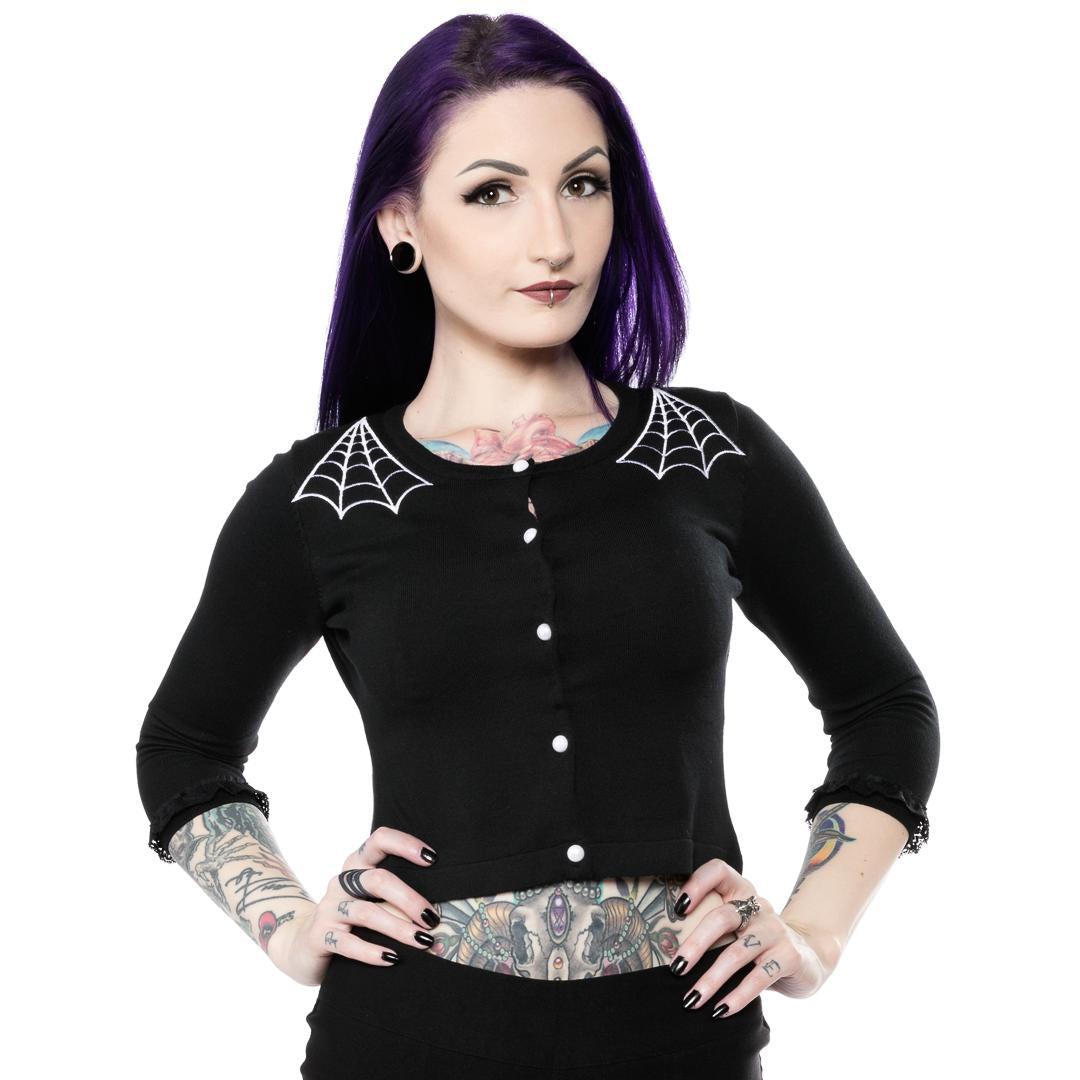 Cropped Web Cardigan-Womens Cardigans-Scarlett Dawn
