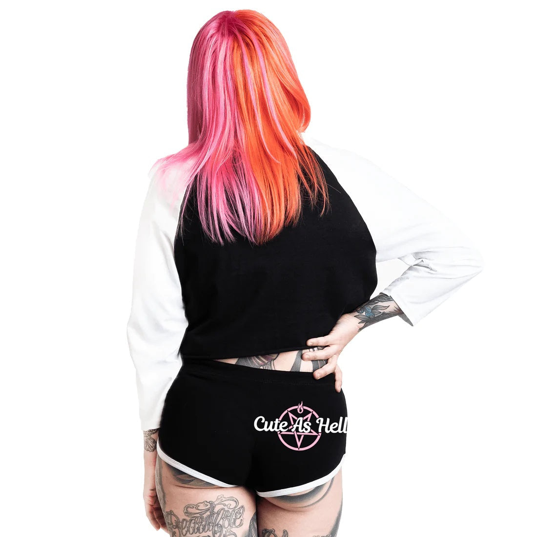 Cute As Hell Pentagrams Black Dolphin Hot Shorts-Womens Shorts & Skirts-Scarlett Dawn