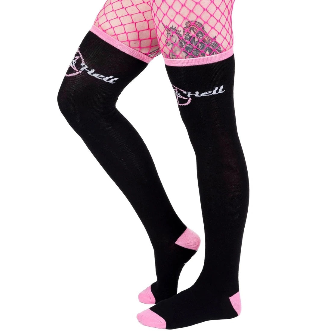 Cute As Hell Pentagrams Thigh High Socks-Womens Socks-Scarlett Dawn
