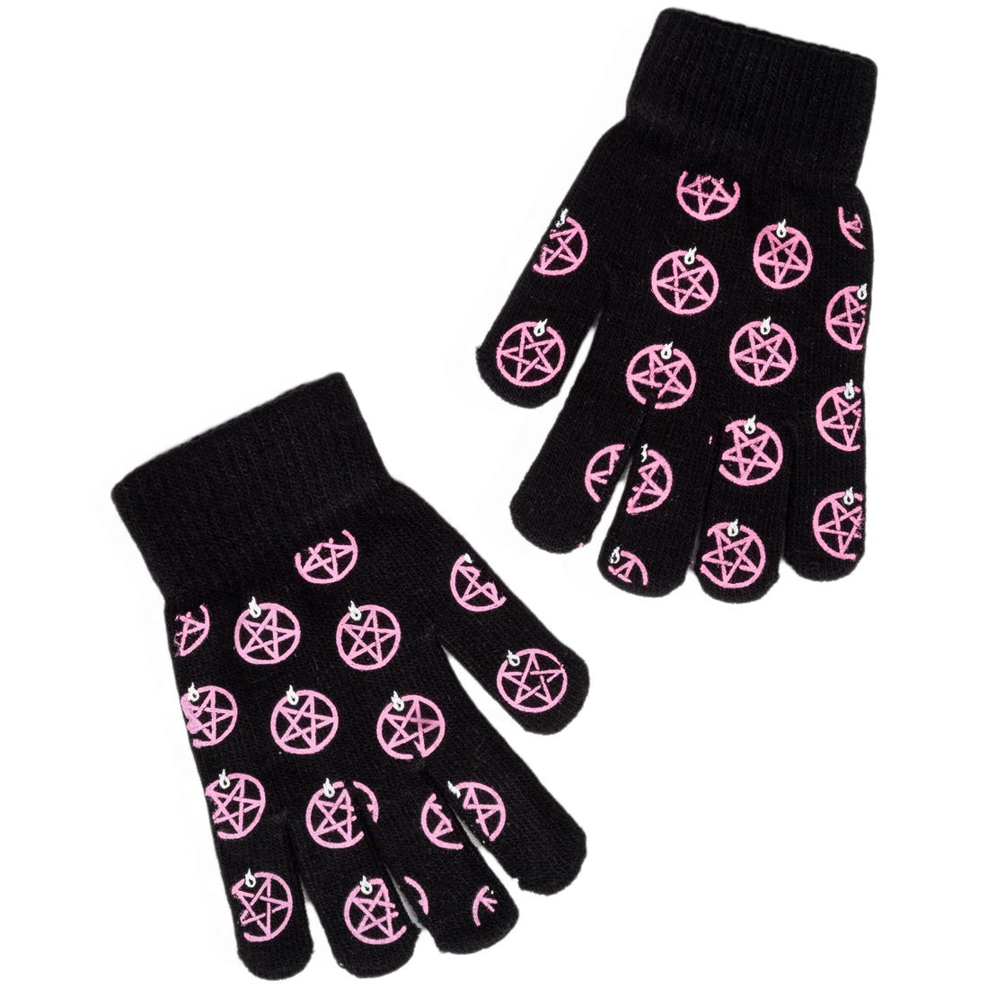 Cute As Hell Pentagrams Winter Knit Gloves-Knit Gloves-Scarlett Dawn
