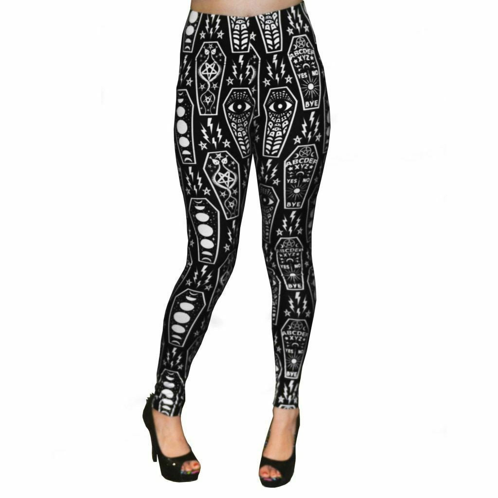 Dead Ghouls Coffin Cuties High Waist Womens Leggings-Womens Leggings & Pants-Scarlett Dawn