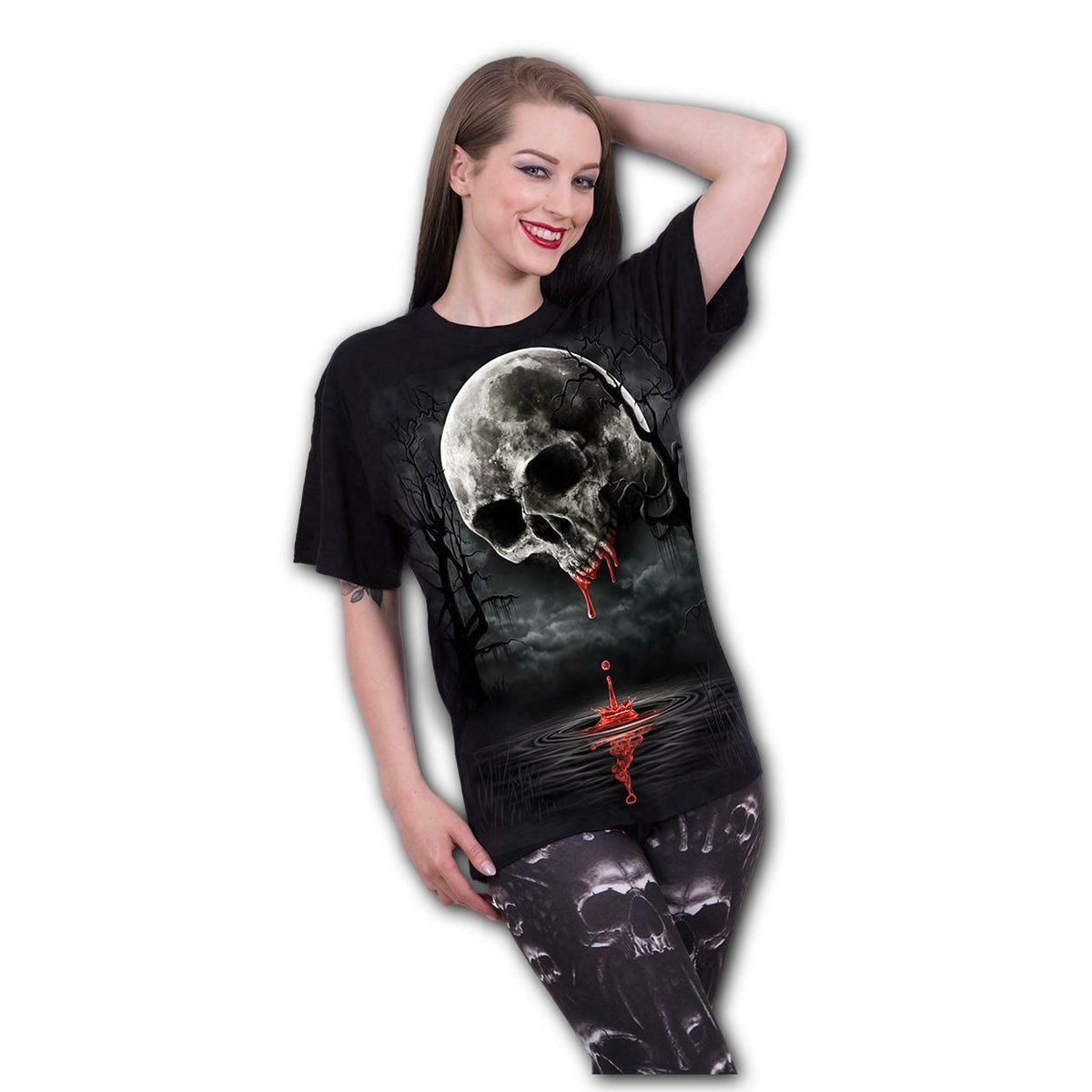 Death Moon Front Print Men &amp; Womens T-Shirt-Womens Tops-Scarlett Dawn