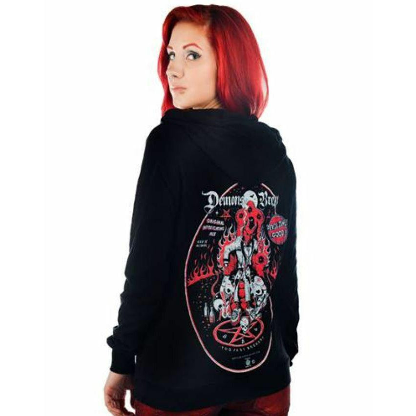 Demon Zipped Long Sleeve Shirt Hoodie-Womens Jumpers & Hoodies-Scarlett Dawn