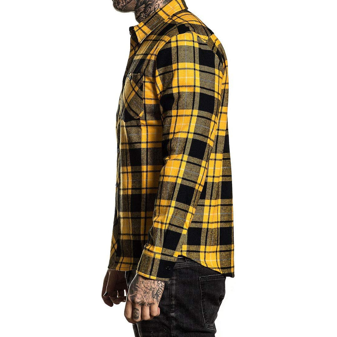 Dirty Melon Flannel Button Up Long Sleeve Shirt-Mens Jumpers, Hoodies & Long Sleeves-Scarlett Dawn