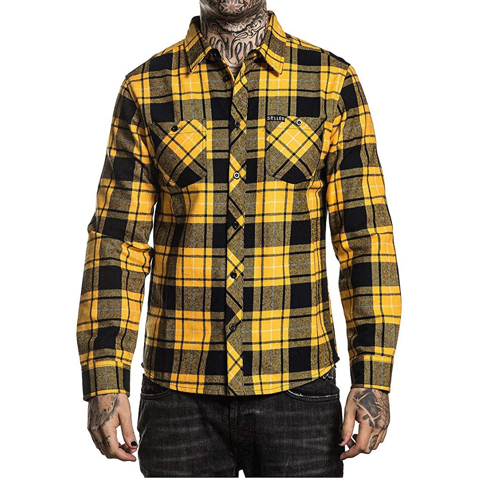 Dirty Melon Flannel Button Up Long Sleeve Shirt-Mens Jumpers, Hoodies & Long Sleeves-Scarlett Dawn
