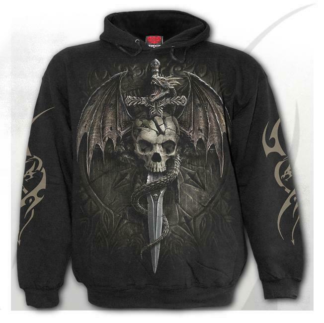 Draco Skull Mens Hoodie-Mens Jumpers, Hoodies & Long Sleeves-Scarlett Dawn