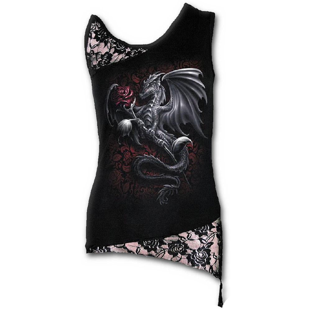 Dragon Rose Adjustable Shoulder Lace Vest Womens Top-Womens Tops-Scarlett Dawn