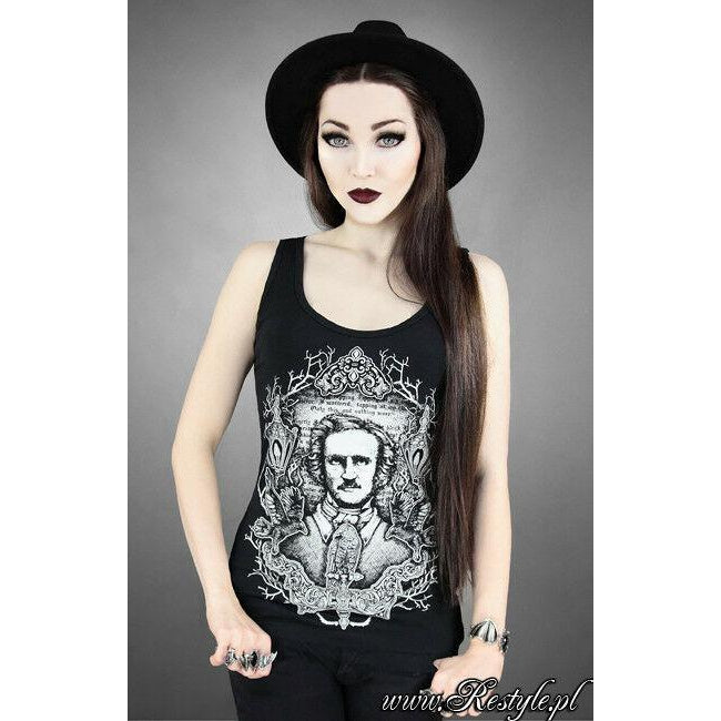 Edgar Allen Poe Tank Top-Womens Tops-Scarlett Dawn