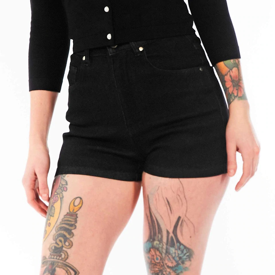 Essential Black Denim Shorts-Womens Shorts & Skirts-Scarlett Dawn
