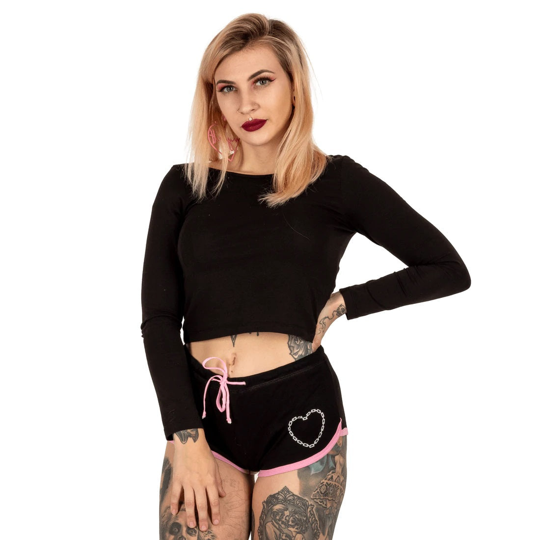 F Off The Damn Chain Pink Trim Dolphin Hot Shorts-Womens Shorts & Skirts-Scarlett Dawn