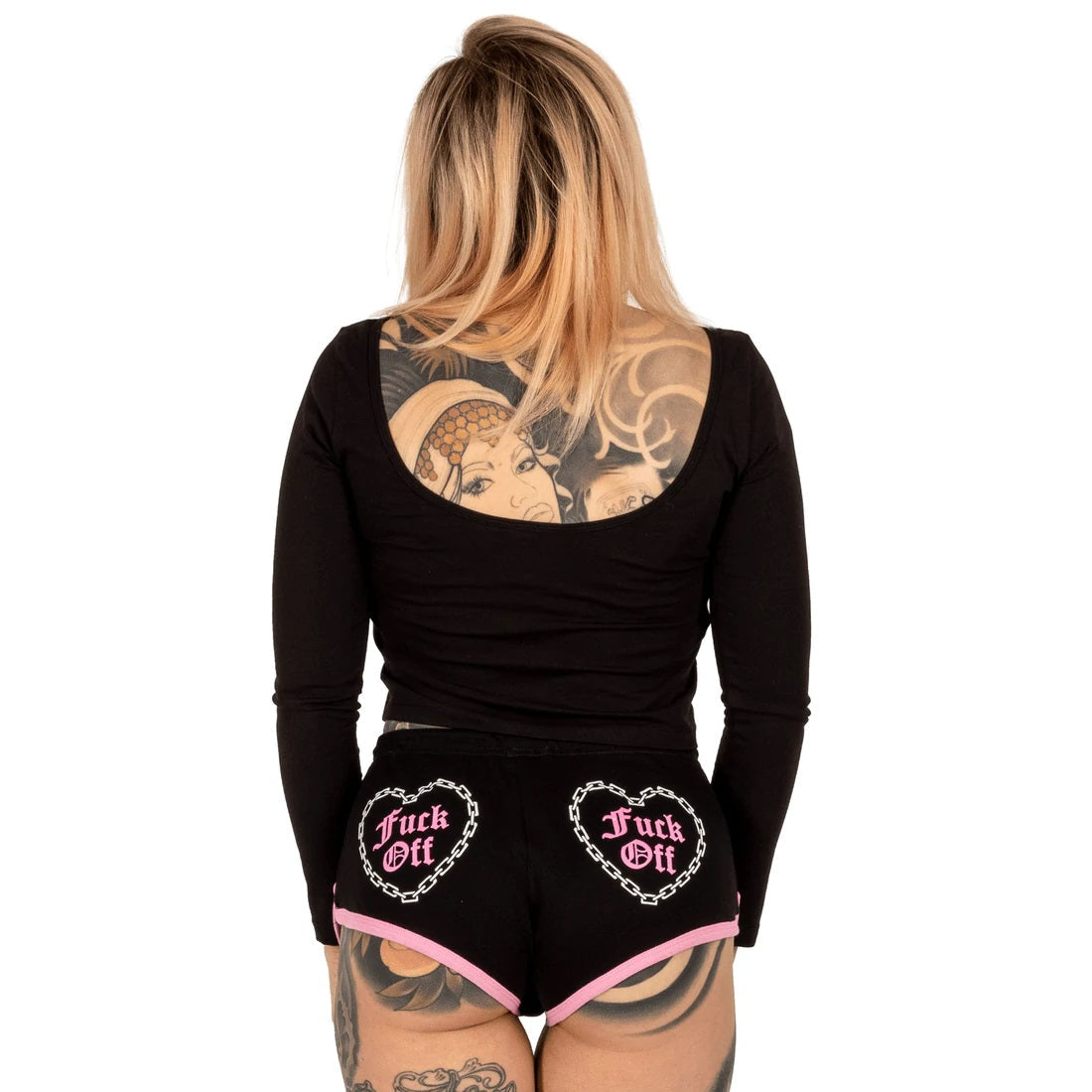 F Off The Damn Chain Pink Trim Dolphin Hot Shorts-Womens Shorts & Skirts-Scarlett Dawn
