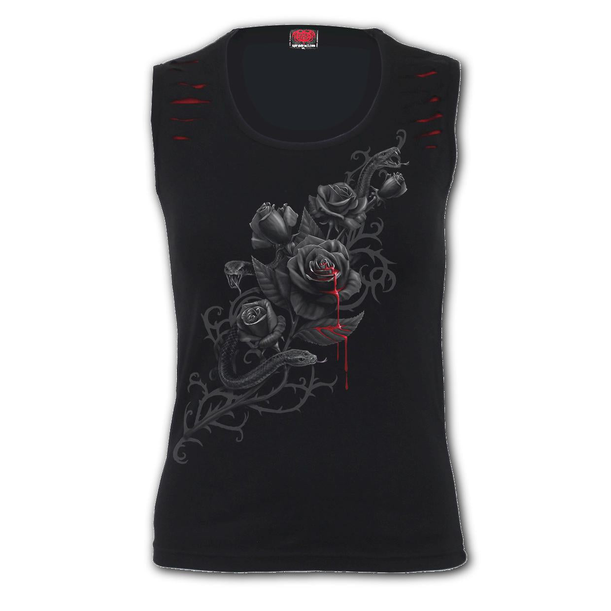 Fatal Attraction Red Ripped Sleeveless Womens Top-Womens Tops-Scarlett Dawn