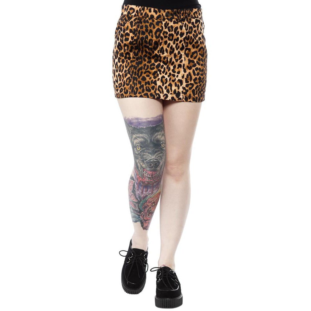 Five Pocket Leopard Womens Mini Skirt-Womens Shorts & Skirts-Scarlett Dawn