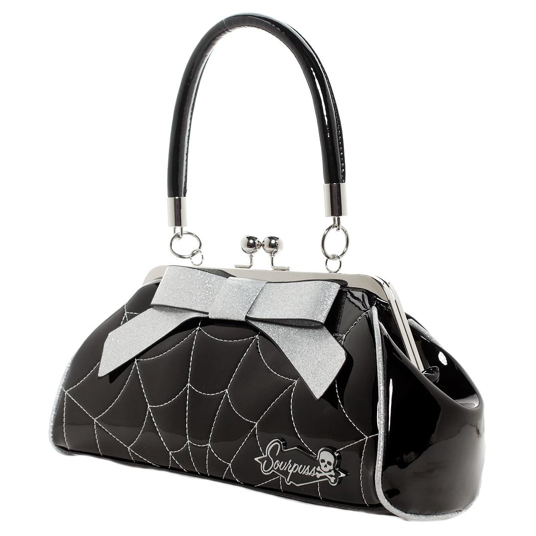 Floozy Web Purse Black/Silver-Womens Handbags, Purses &amp; Wallets-Scarlett Dawn