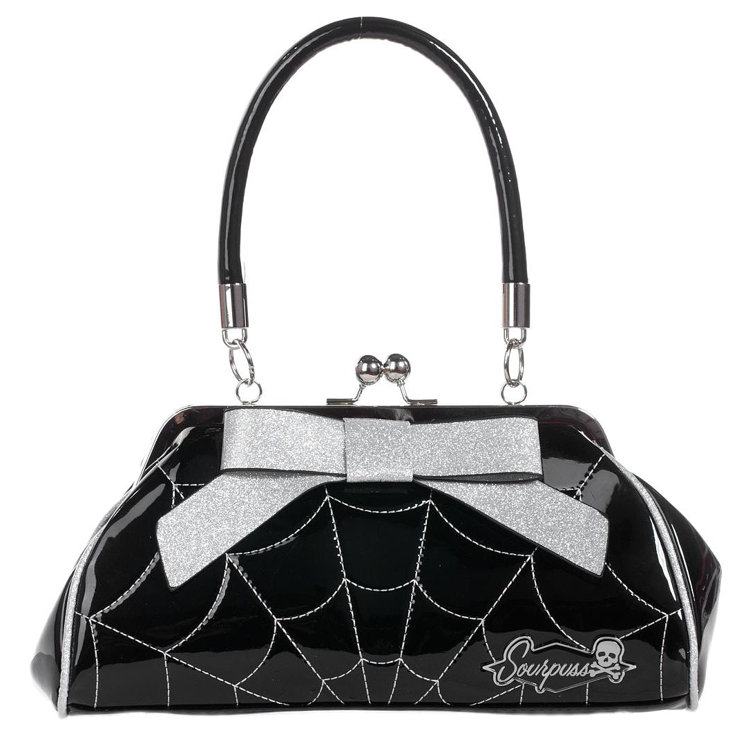 Floozy Web Purse Black/Silver-Womens Handbags, Purses & Wallets-Scarlett Dawn